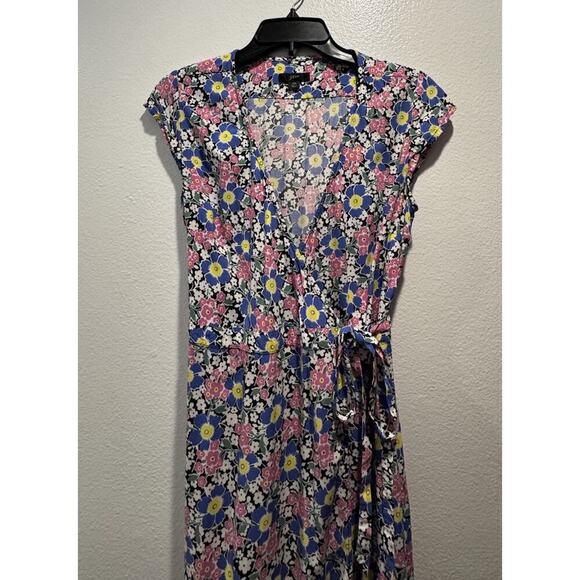 J. Crew Women’s Size XS Floral Print Wrap Midi Dress Multi Color Lightweight - Picture 4 of 6